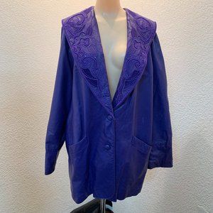 Vintage 1988 Mercedes & Adrienne jacket leather oversize jacket LARGE size 6